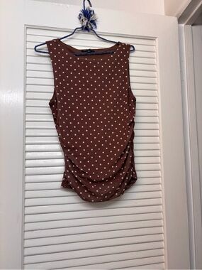 Dylan Ryan Sleeveless Brown Polka Dot Women's Top